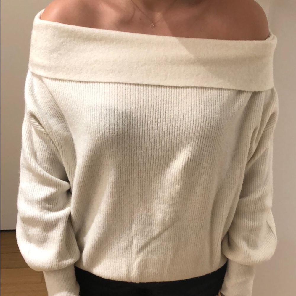 White off the shoulder sweater